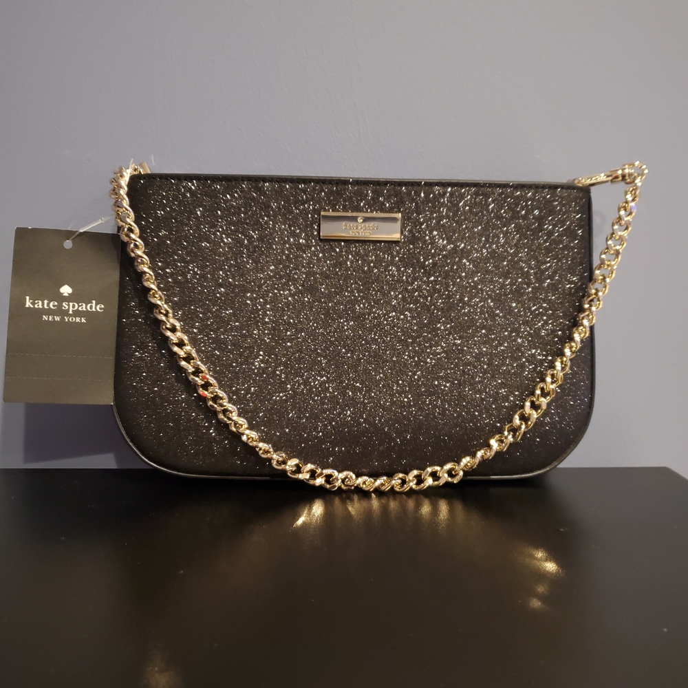 Kate Spade Kenzie Black Glitter Limited Edition Lilly Pochette. NWT 🖤💫